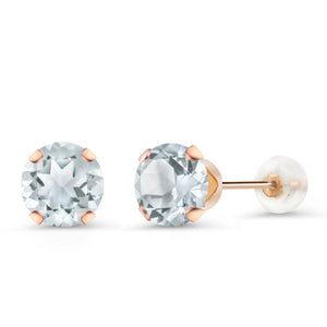 Aquamarine - March_Earrings in 10K Rose Gold