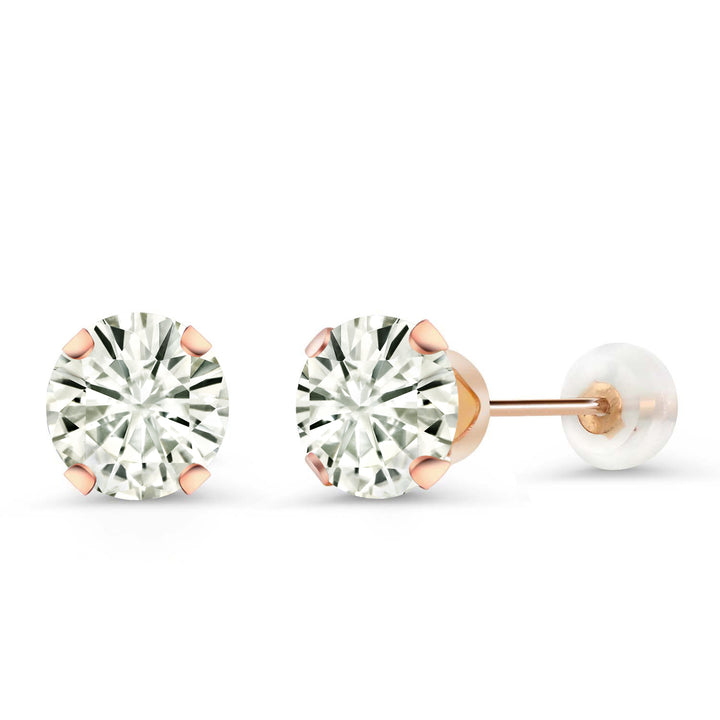 White Moissanite - April_Earrings in 10K Rose Gold