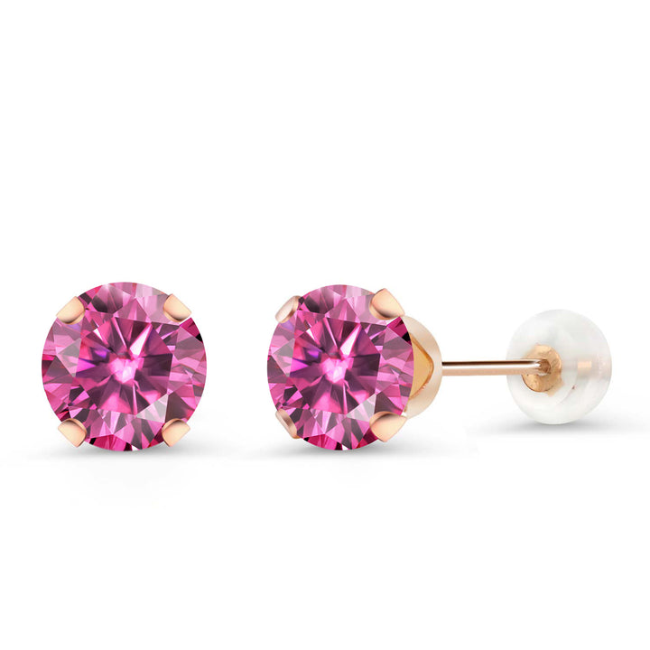 Pink Moissanite - April_Earrings in 10K Rose Gold