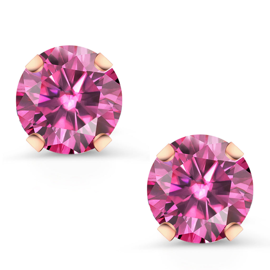 Pink Moissanite - April_Earrings in 10K Rose Gold