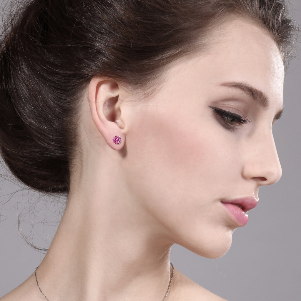Pink Moissanite - April_Earrings in 10K Rose Gold