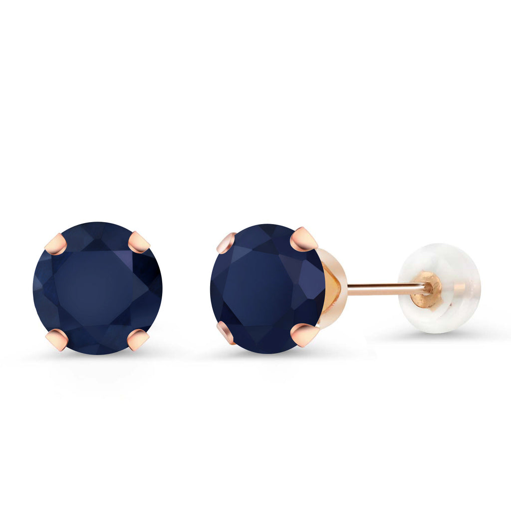 Blue Sapphire - September_Earrings in 10K Rose Gold