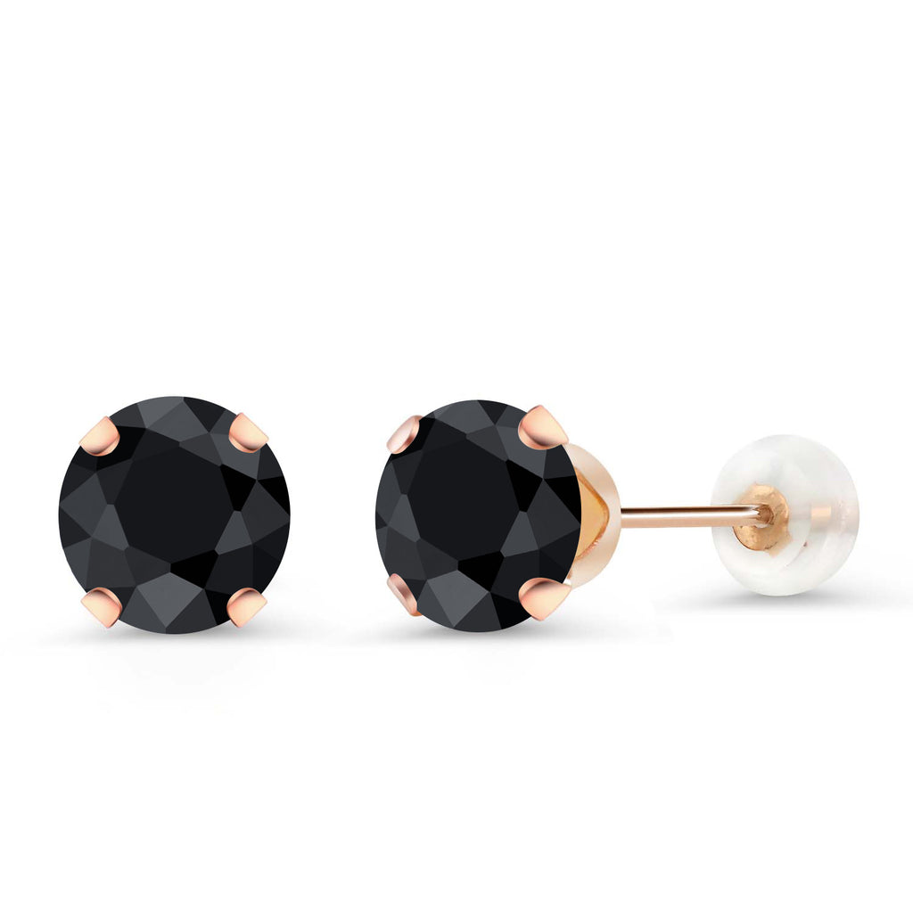 Black Sapphire - September_Earrings in 10K Rose Gold