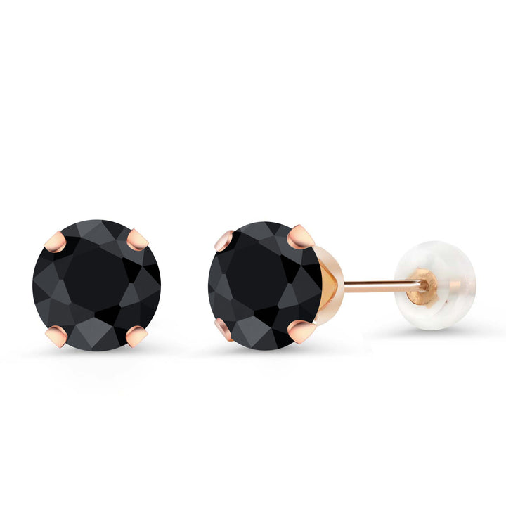 Black Sapphire - September_Earrings in 10K Rose Gold