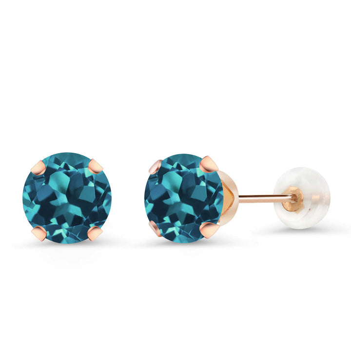 London Blue Topaz - November_Earrings in 10K Rose Gold