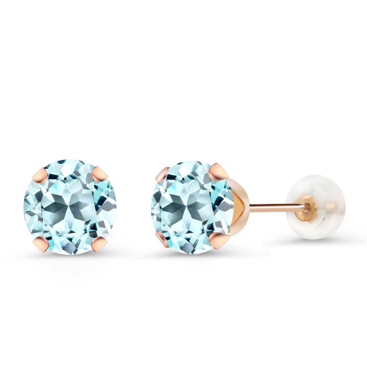 Sky Blue Topaz - November_Earrings in 10K Rose Gold