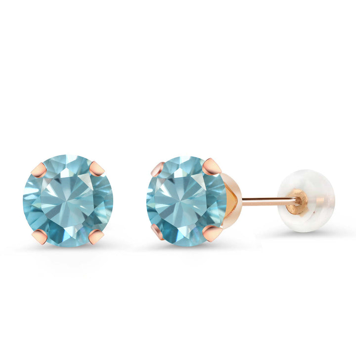 Blue Zircon_Earrings in 10K Rose Gold
