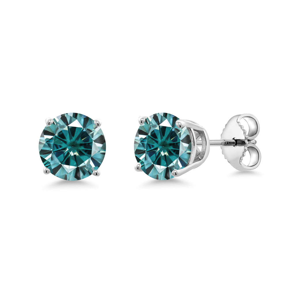 Blue Moissanite - April_Earrings in 925 Sterling Silver
