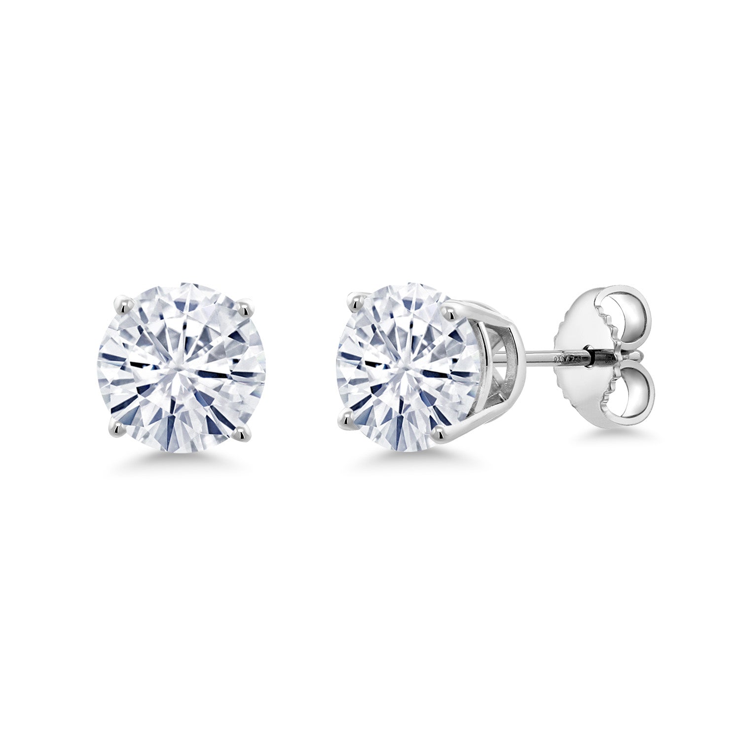 2.00 Cttw Forever Classic Moissanite From Charles & Colvard Stud Earrings For Women Men In 925 Sterling Silver | Round 6.5MM