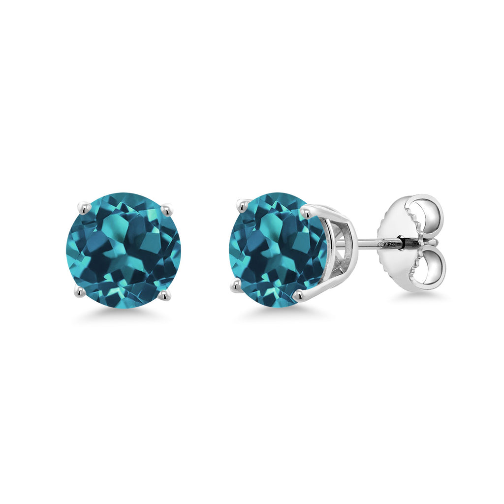 Gem Stone King Round 6.5MM Gemstone Birthstone Stud Earrings For Women Men | 925 Sterling Silver | Fine Jewelry Gifts for Women Men Mom Dad Her Him Wife Husband