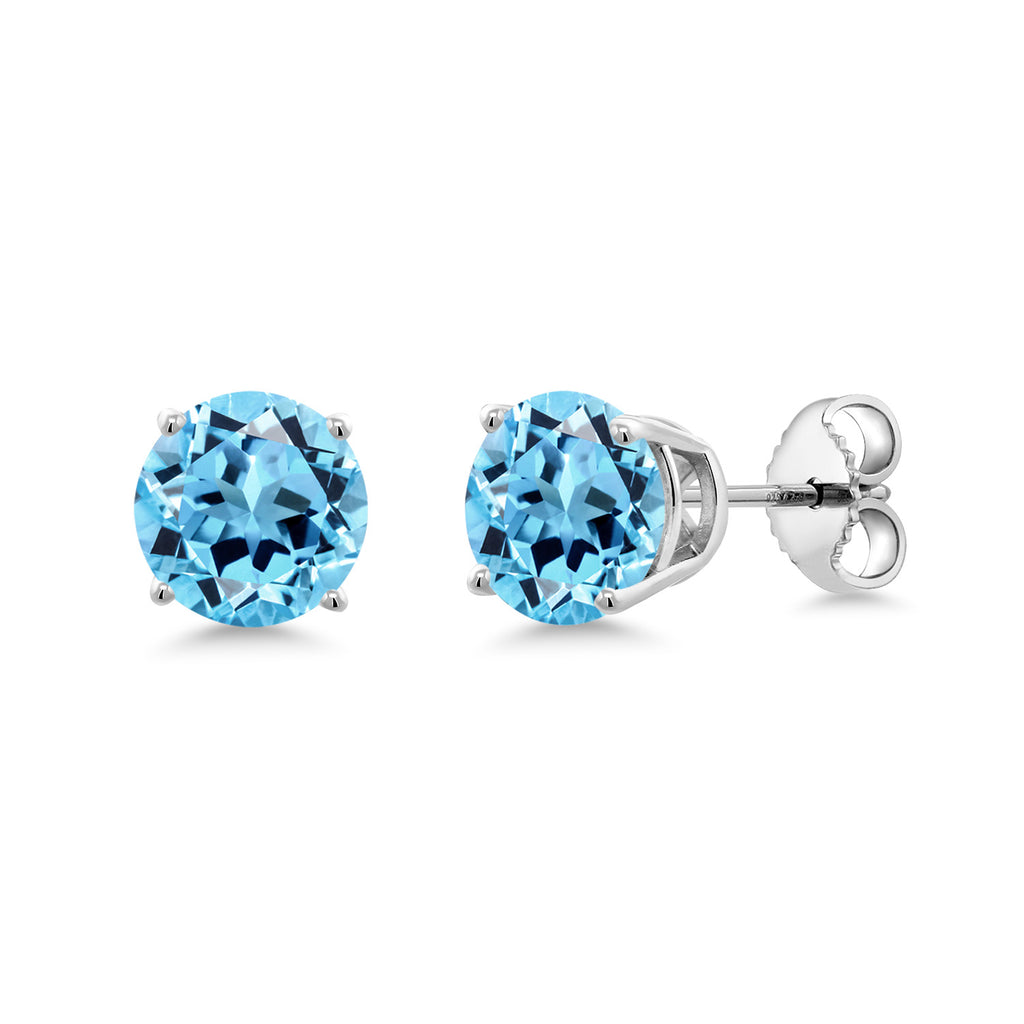 Gem Stone King Round 6.5MM Gemstone Birthstone Stud Earrings For Women Men | 925 Sterling Silver | Fine Jewelry Gifts for Women Men Mom Dad Her Him Wife Husband