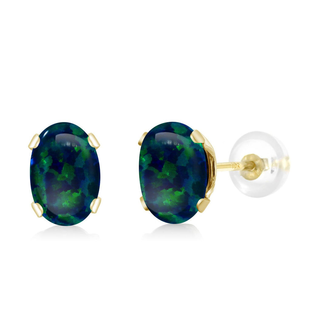 Green Opal - October_Earrings in 10K Yellow Gold