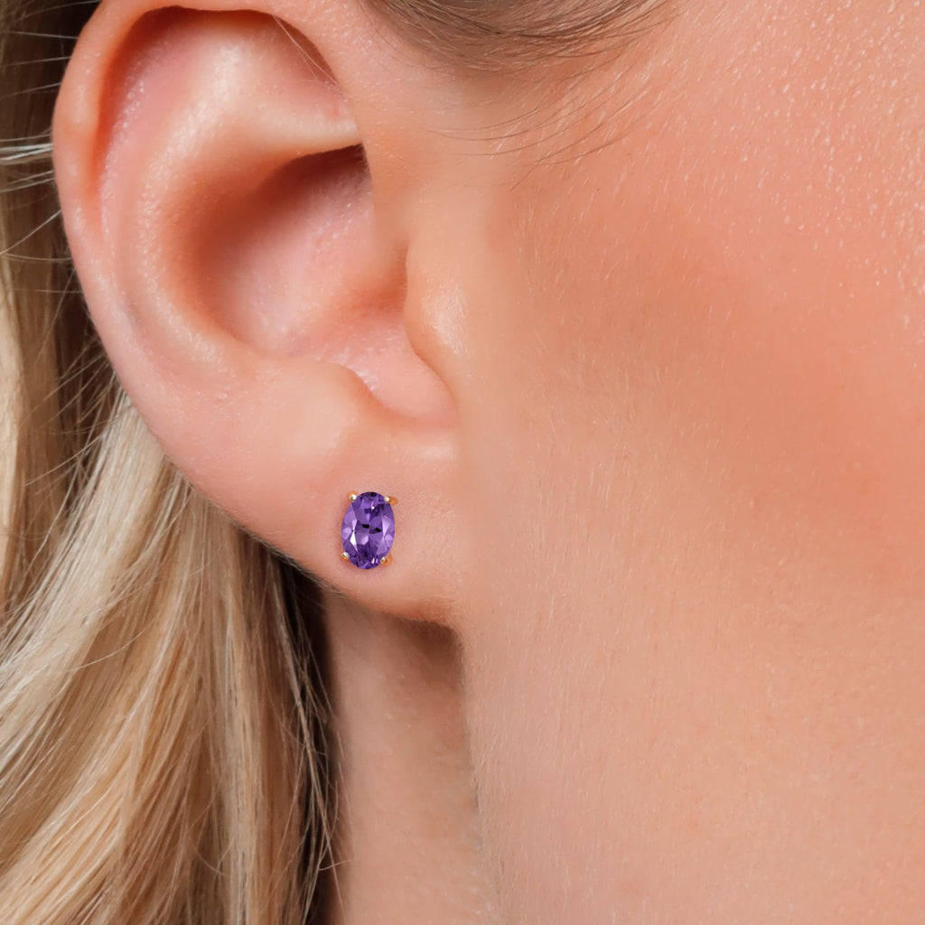 Amethyst - February_Earrings in 10K Yellow Gold