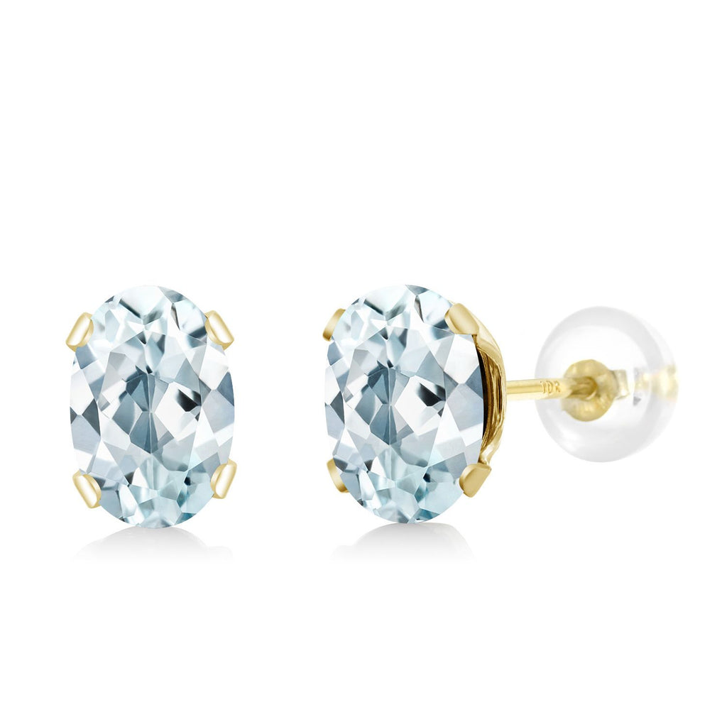 Aquamarine - March_Earrings in 10K Yellow Gold