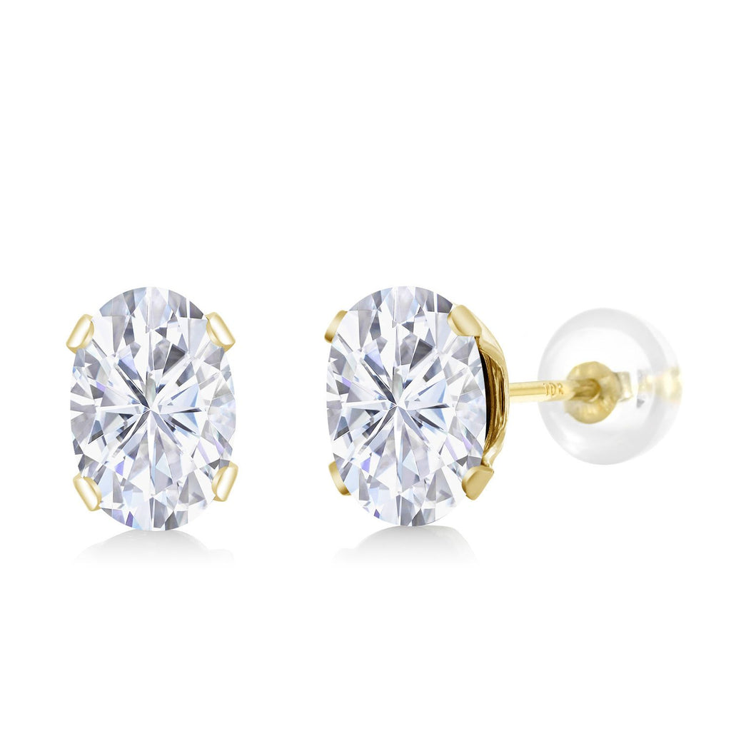 White Moissanite - April_Earrings in 10K Yellow Gold