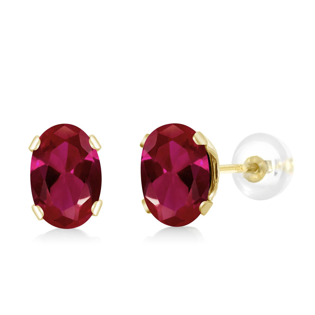 Created Ruby - July_Earrings in 10K Yellow Gold