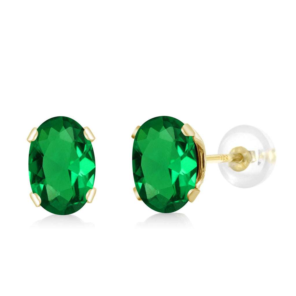 Nano Emerald - May_Earrings in 10K Yellow Gold