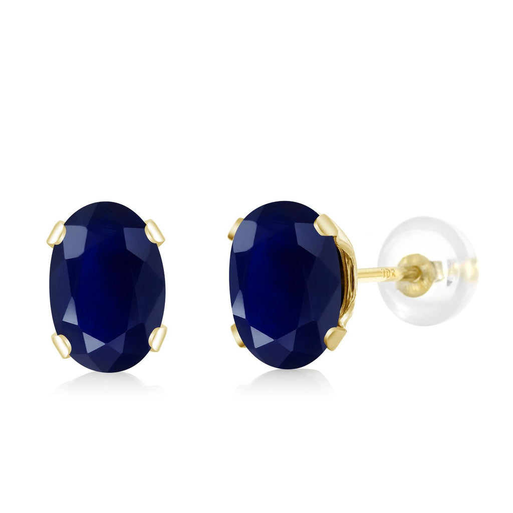 Blue Sapphire - September_Earrings in 10K Yellow Gold