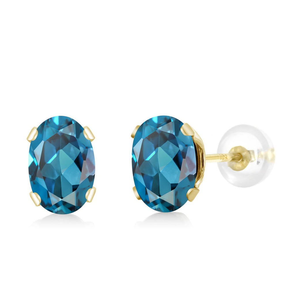 London Blue Topaz - November_Earrings in 10K Yellow Gold