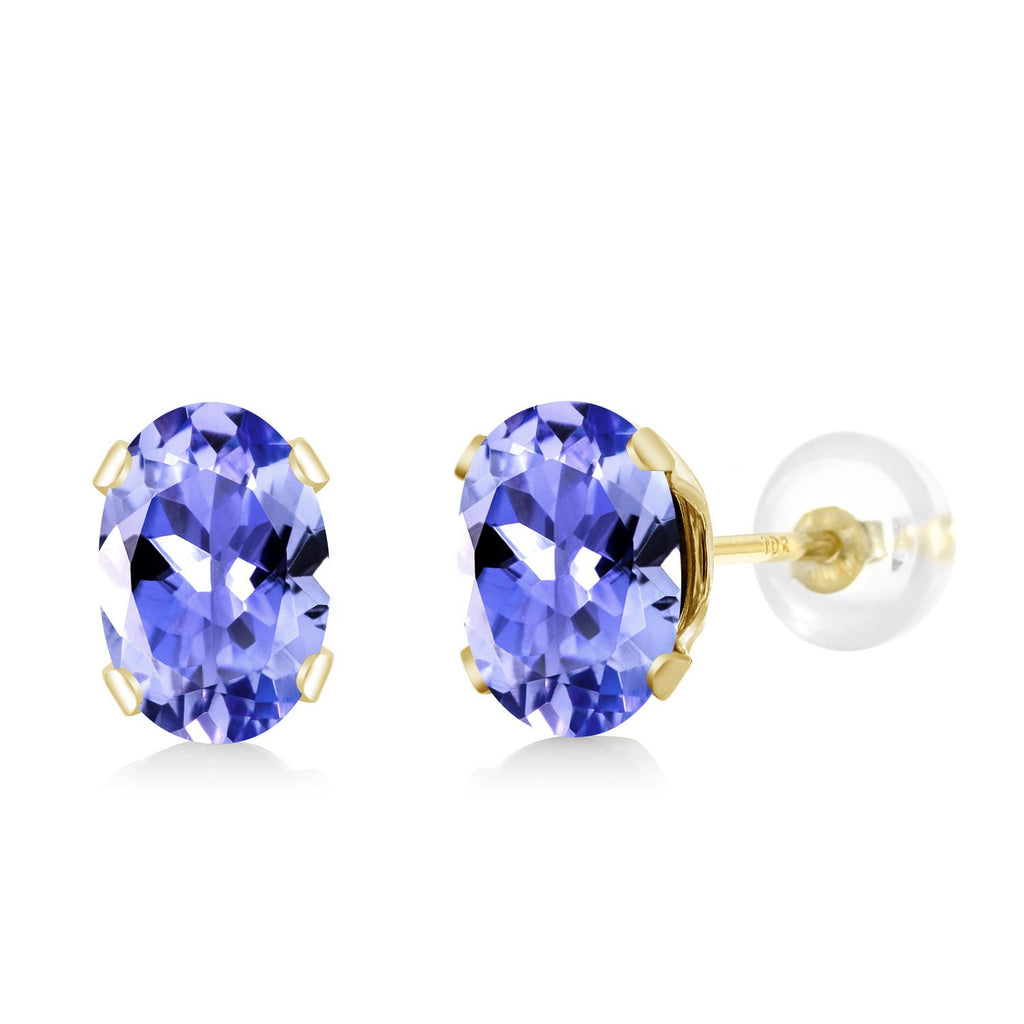 Blue Tanzanite - December_Earrings in 10K Yellow Gold