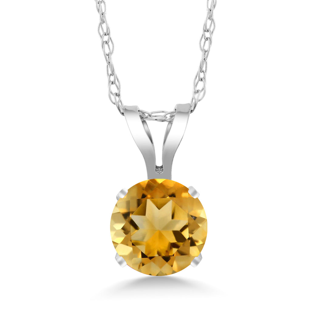 Citrine - November_Pendant in 14K White Gold