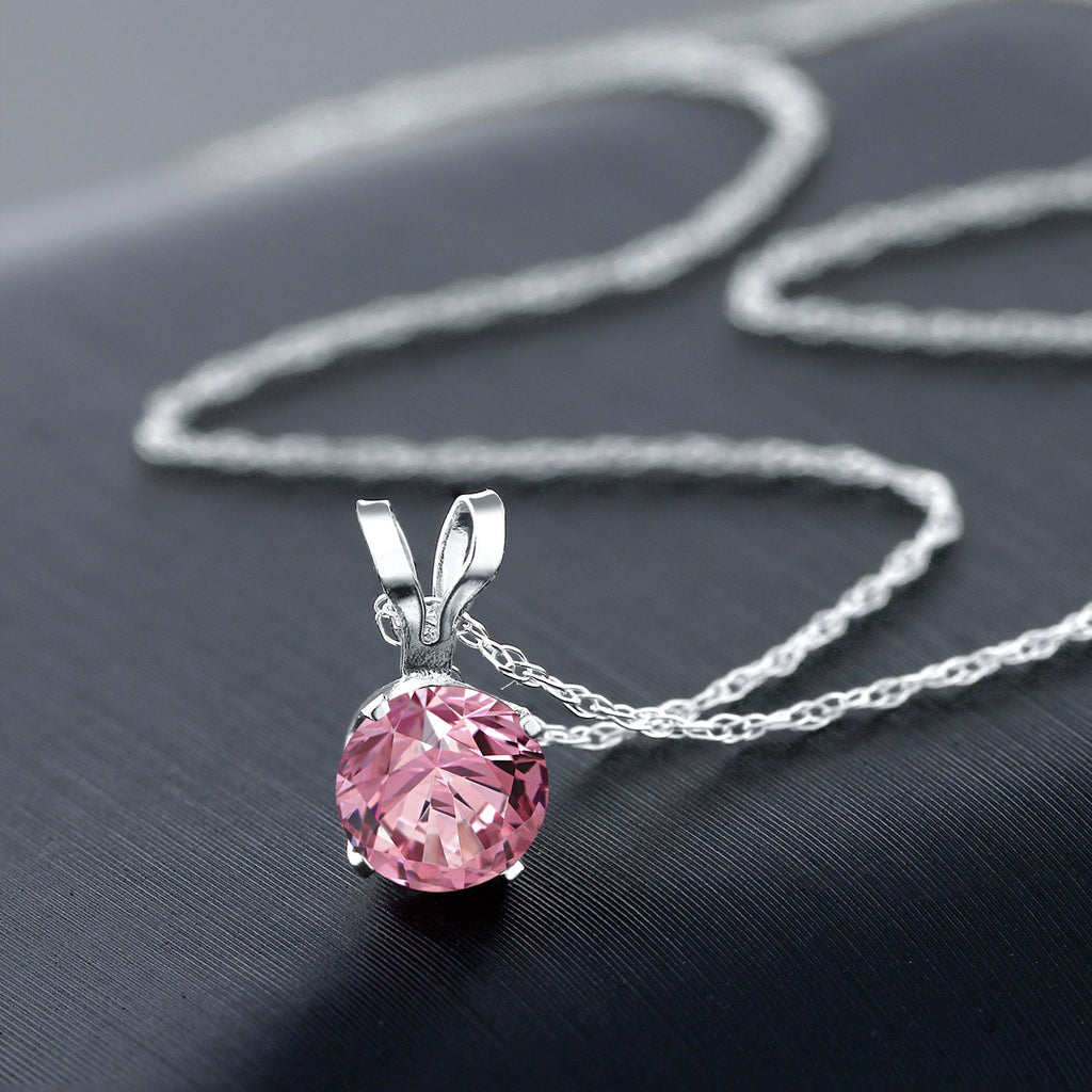 Pink Lab Grown Diamond - April_Pendant in 14K White Gold