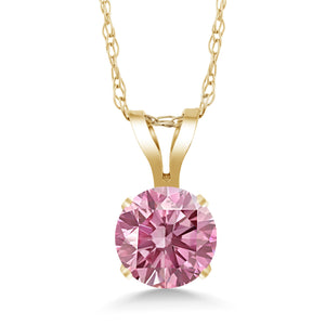 Pink Lab Grown Diamond - April_Pendant in 14K Yellow Gold