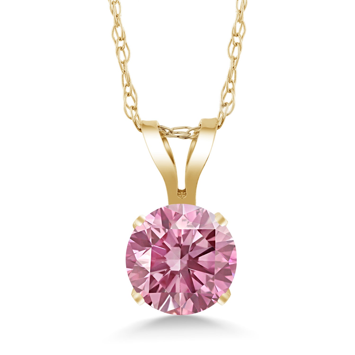 Pink Lab Grown Diamond - April_Pendant in 14K Yellow Gold