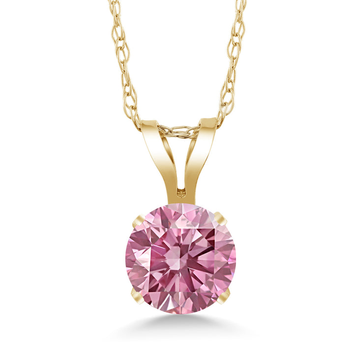Pink Lab Grown Diamond - April_Pendant in 14K Yellow Gold