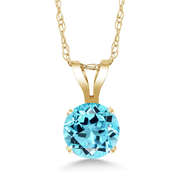 Swiss Blue Topaz - November_Pendant in 14K Yellow Gold