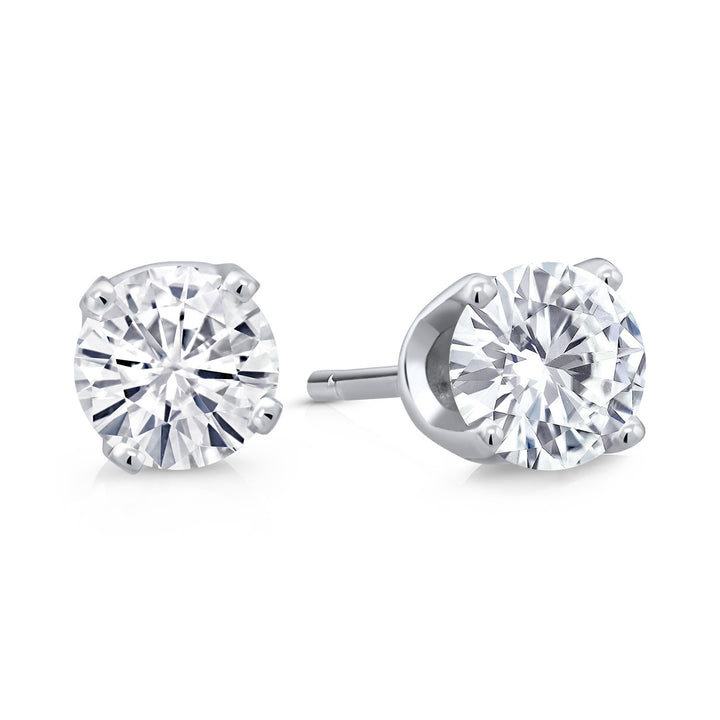 White Moissanite - April_Earrings in 14K White Gold
