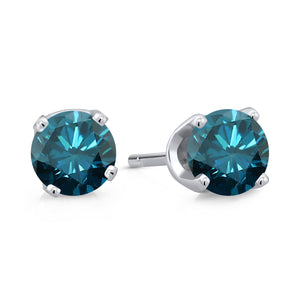 Blue Diamond - April_Earrings in 14K White Gold