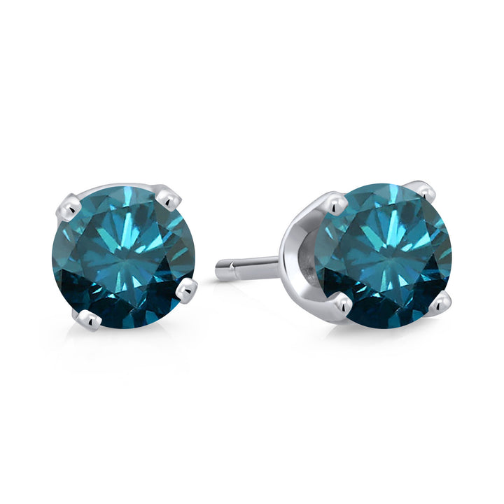 Blue Diamond - April_Earrings in 14K White Gold