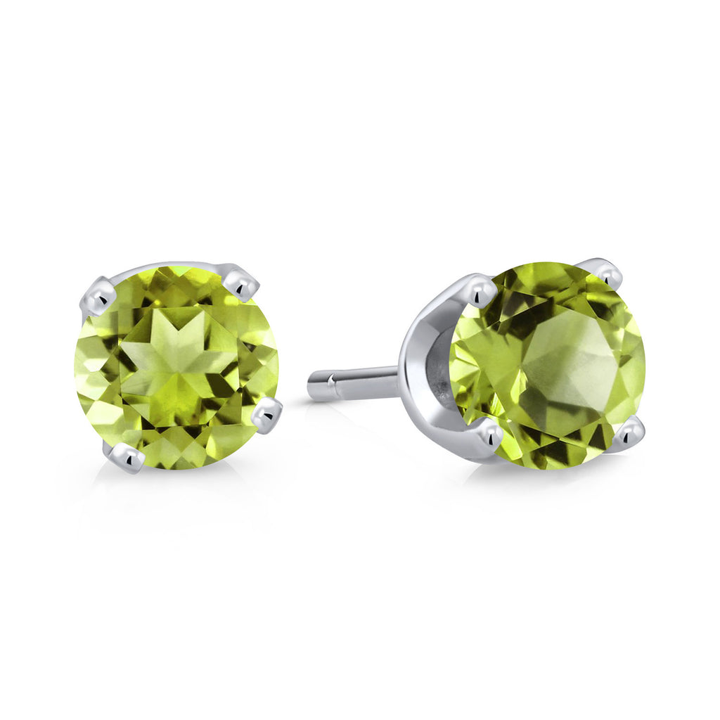 Peridot - August_Earrings in 14K White Gold