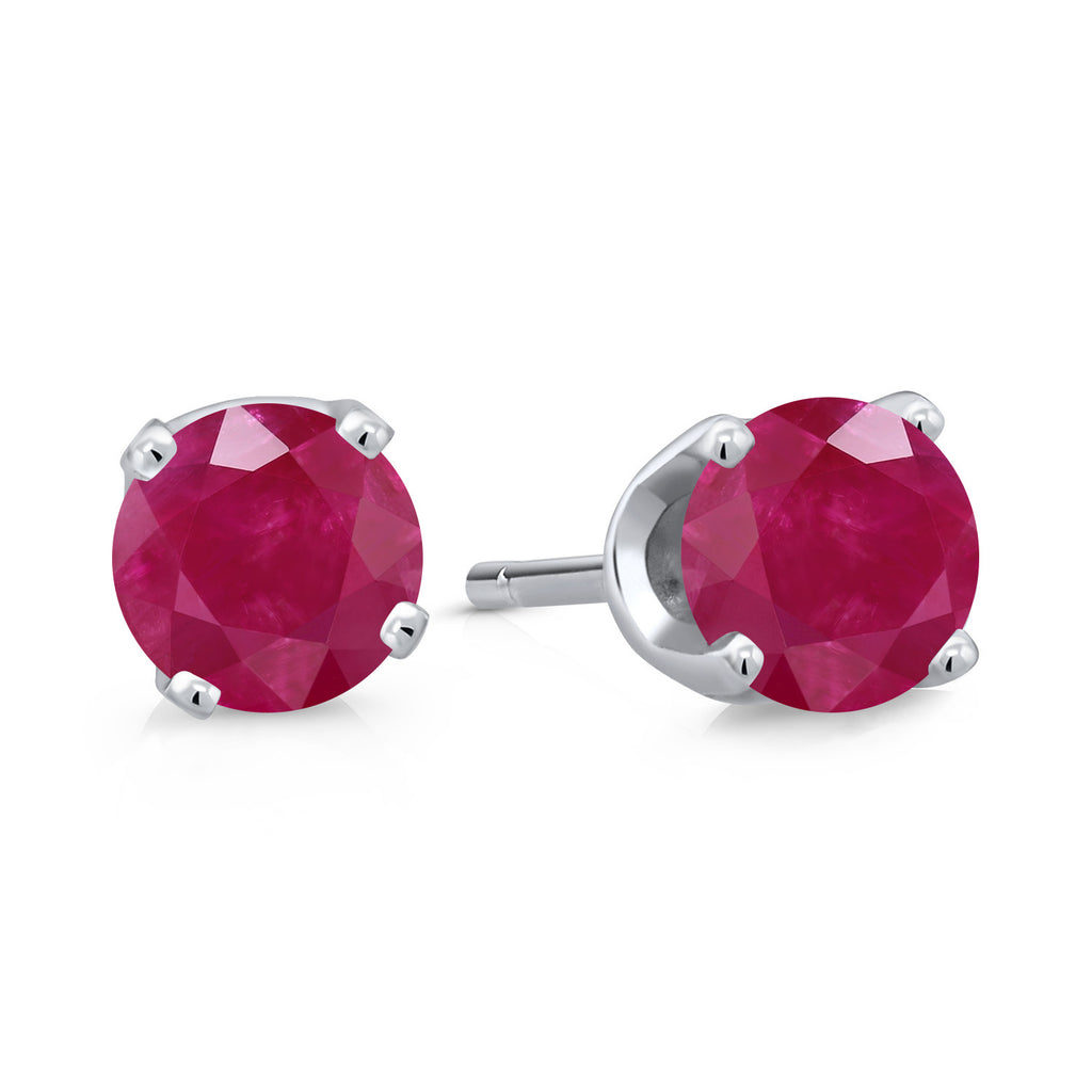 Ruby - July_Earrings in 14K White Gold