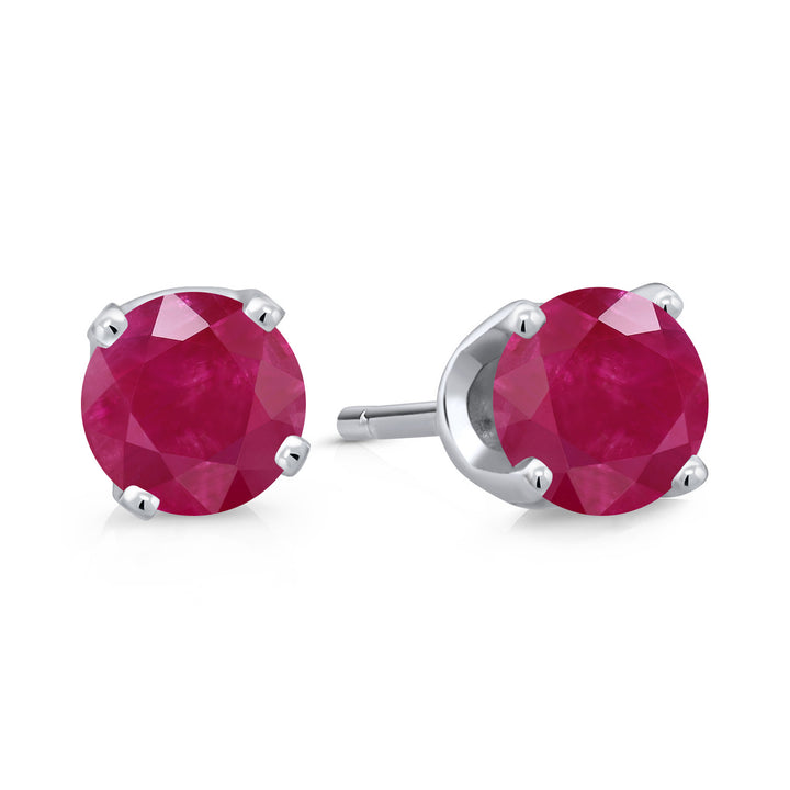 Ruby - July_Earrings in 14K White Gold