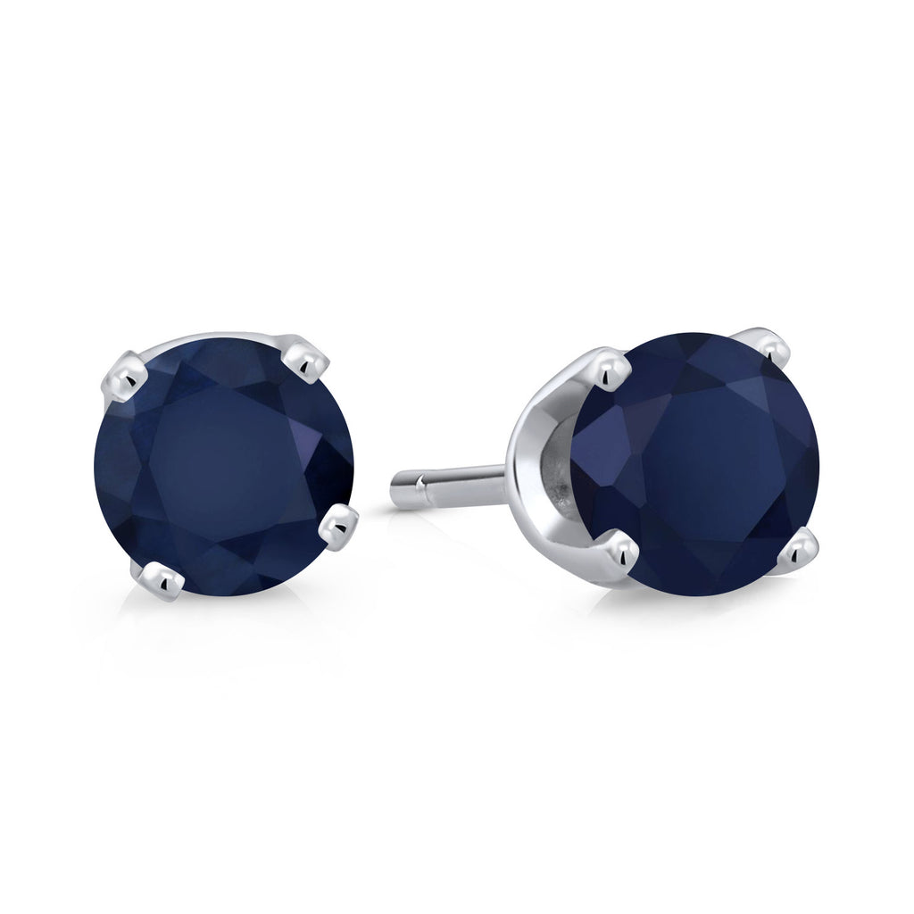 Blue Sapphire - September_Earrings in 14K White Gold