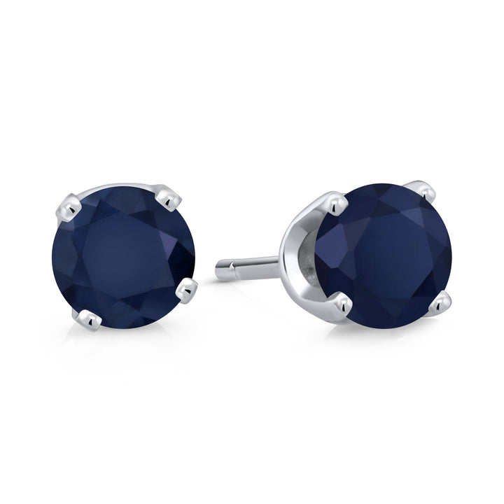 Blue Sapphire - September_Earrings in 14K White Gold