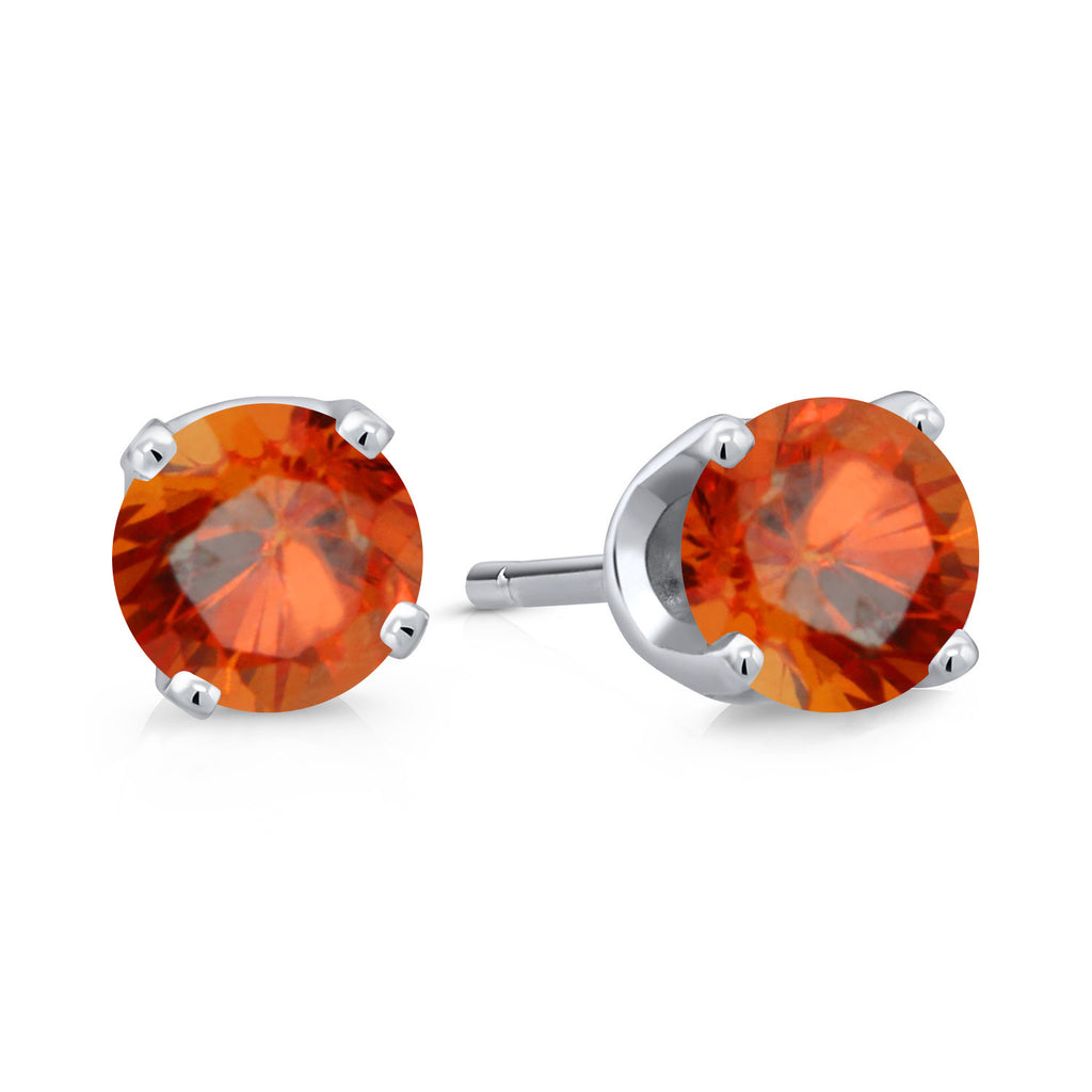 Orange Sapphire - September_Earrings in 14K White Gold