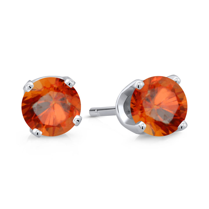 Orange Sapphire - September_Earrings in 14K White Gold