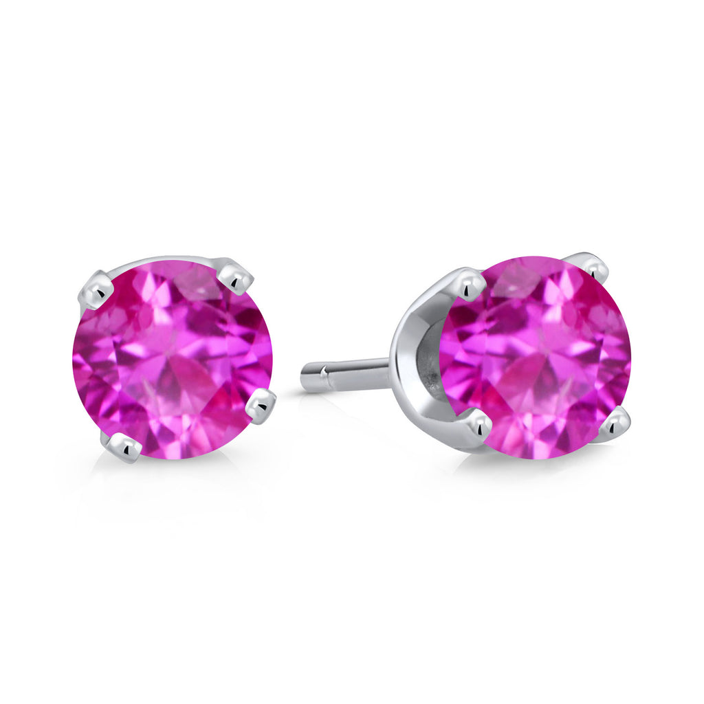 Pink Sapphire - September_Earrings in 14K White Gold