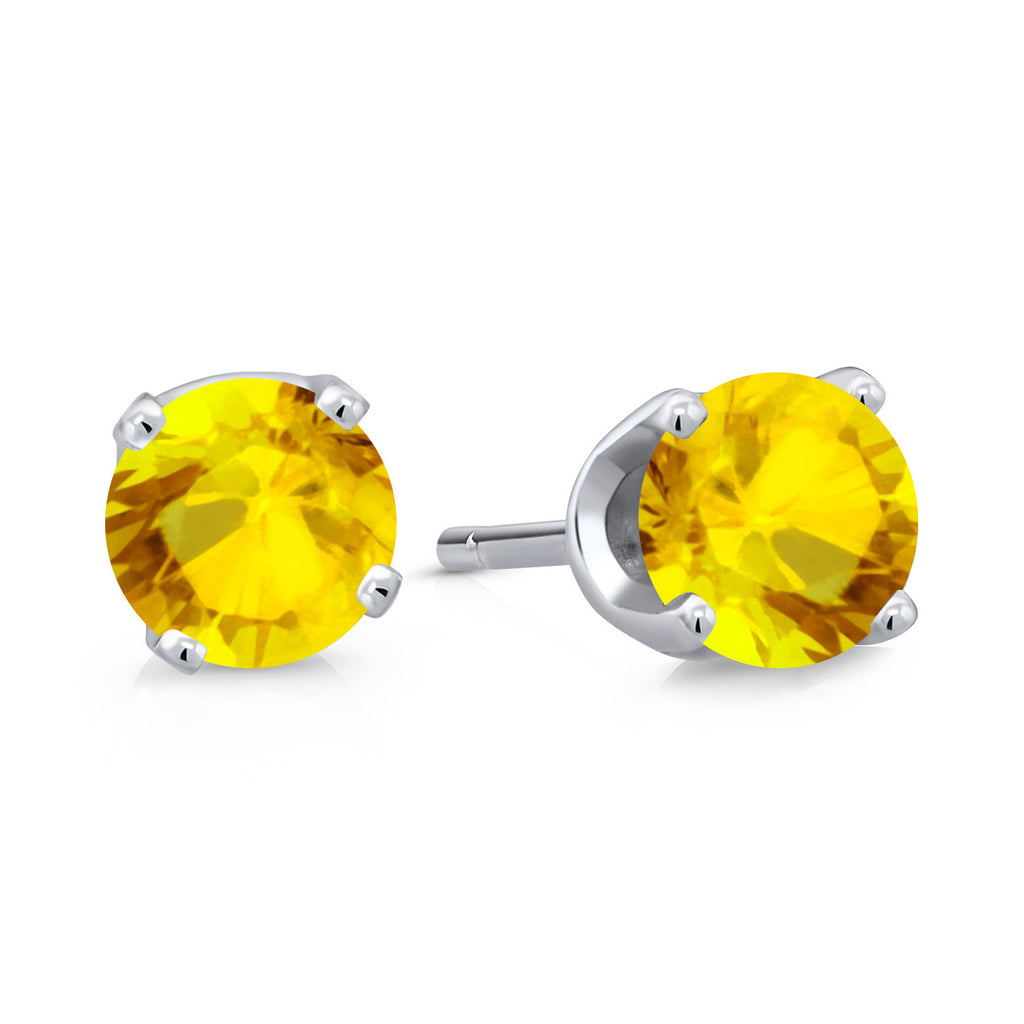 Yellow Sapphire - September_Earrings in 14K White Gold