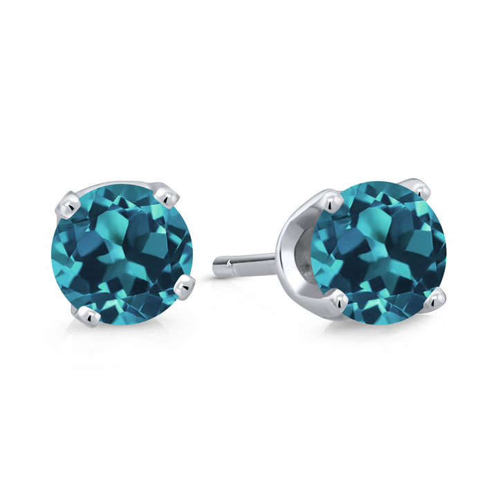 London Blue Topaz - November_Earrings in 14K White Gold