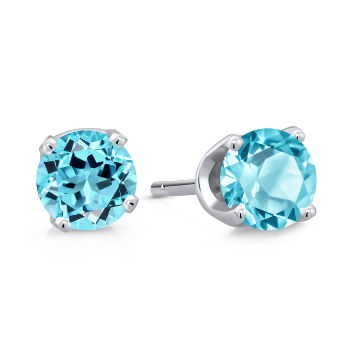Swiss Blue Topaz - November_Earrings in 14K White Gold