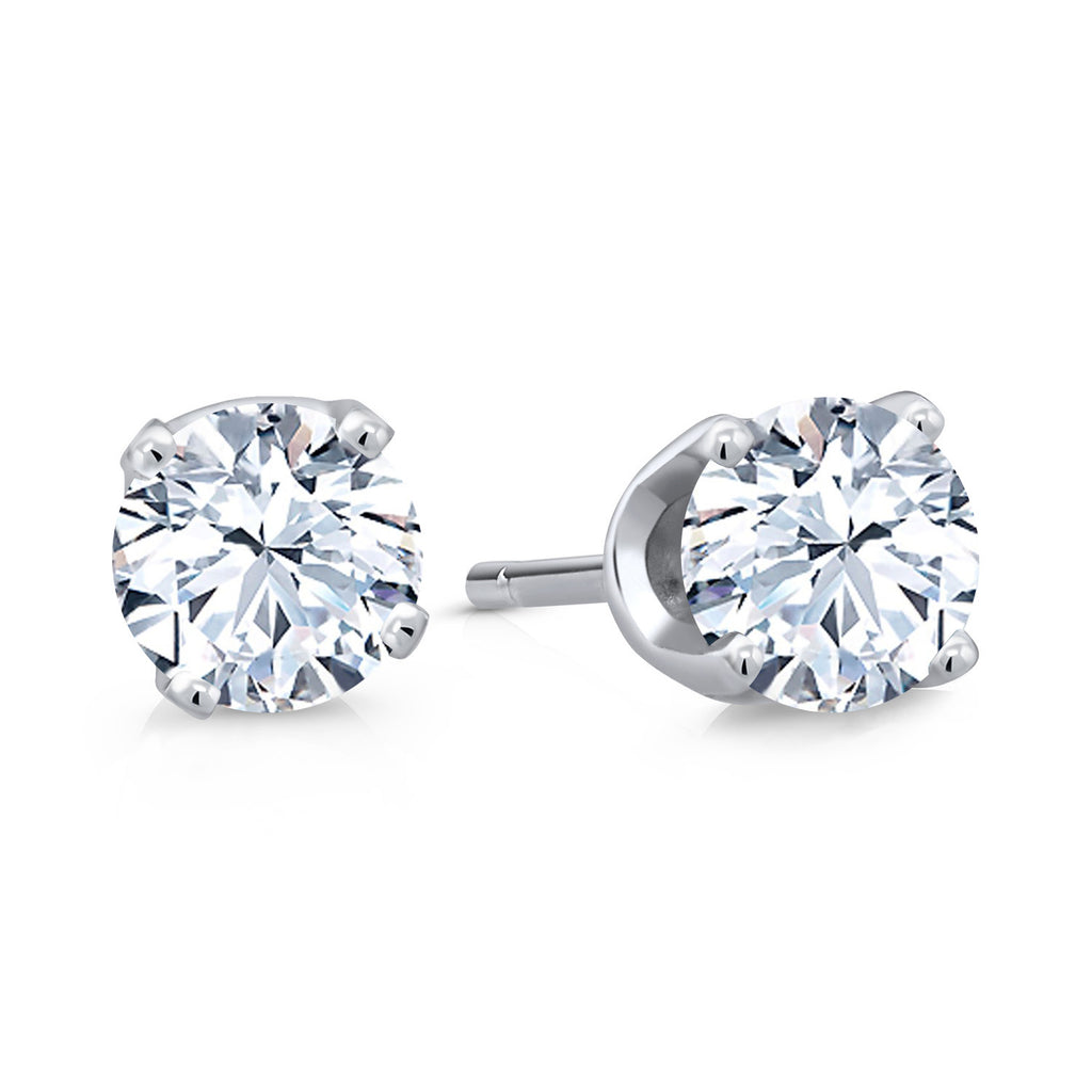 White Created Sapphire - September_Earrings in 14K White Gold