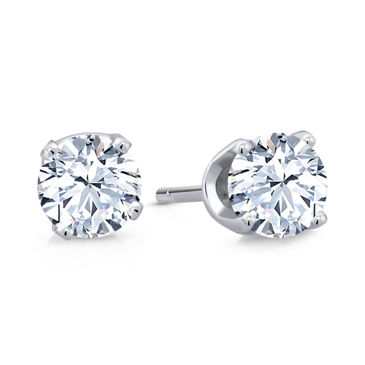 White Created Sapphire - September_Earrings in 14K White Gold