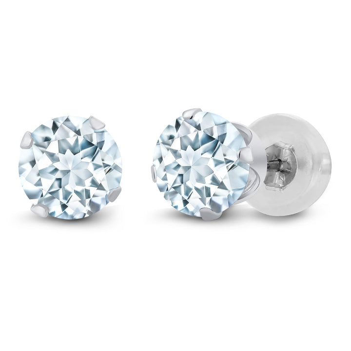 Aquamarine - March_Earrings in 14K White Gold