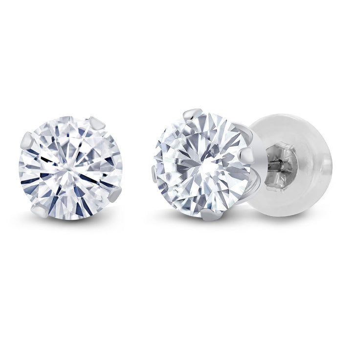 White Moissanite - April_Earrings in 14K White Gold