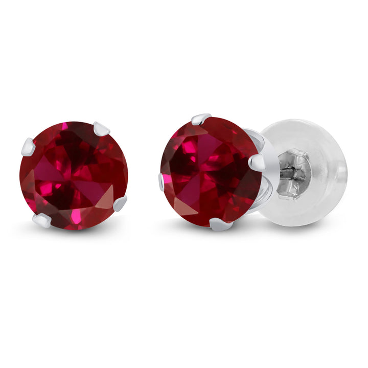 Created Ruby - July_Earrings in 14K White Gold
