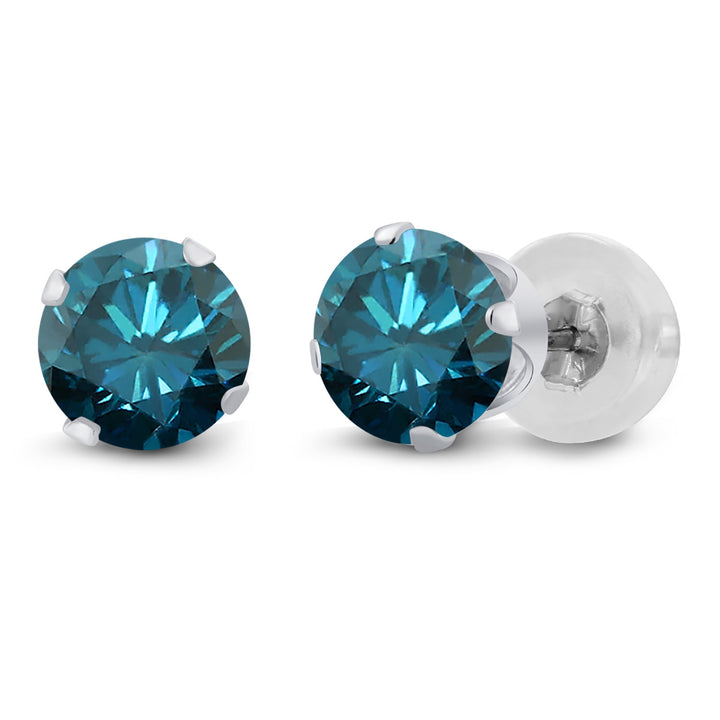 Blue Diamond - April_Earrings in 14K White Gold